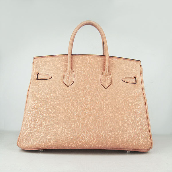 High Quality Fake Hermes Birkin 35CM Pearl Veins Leather Bag Orange 6089